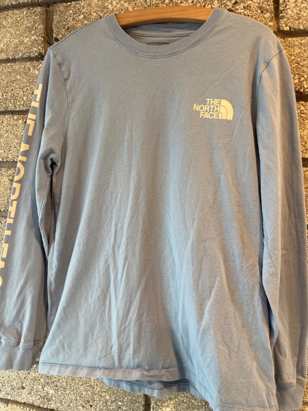 The North Face Womens Blue Long Sleeve Logo Shirt M Cotton